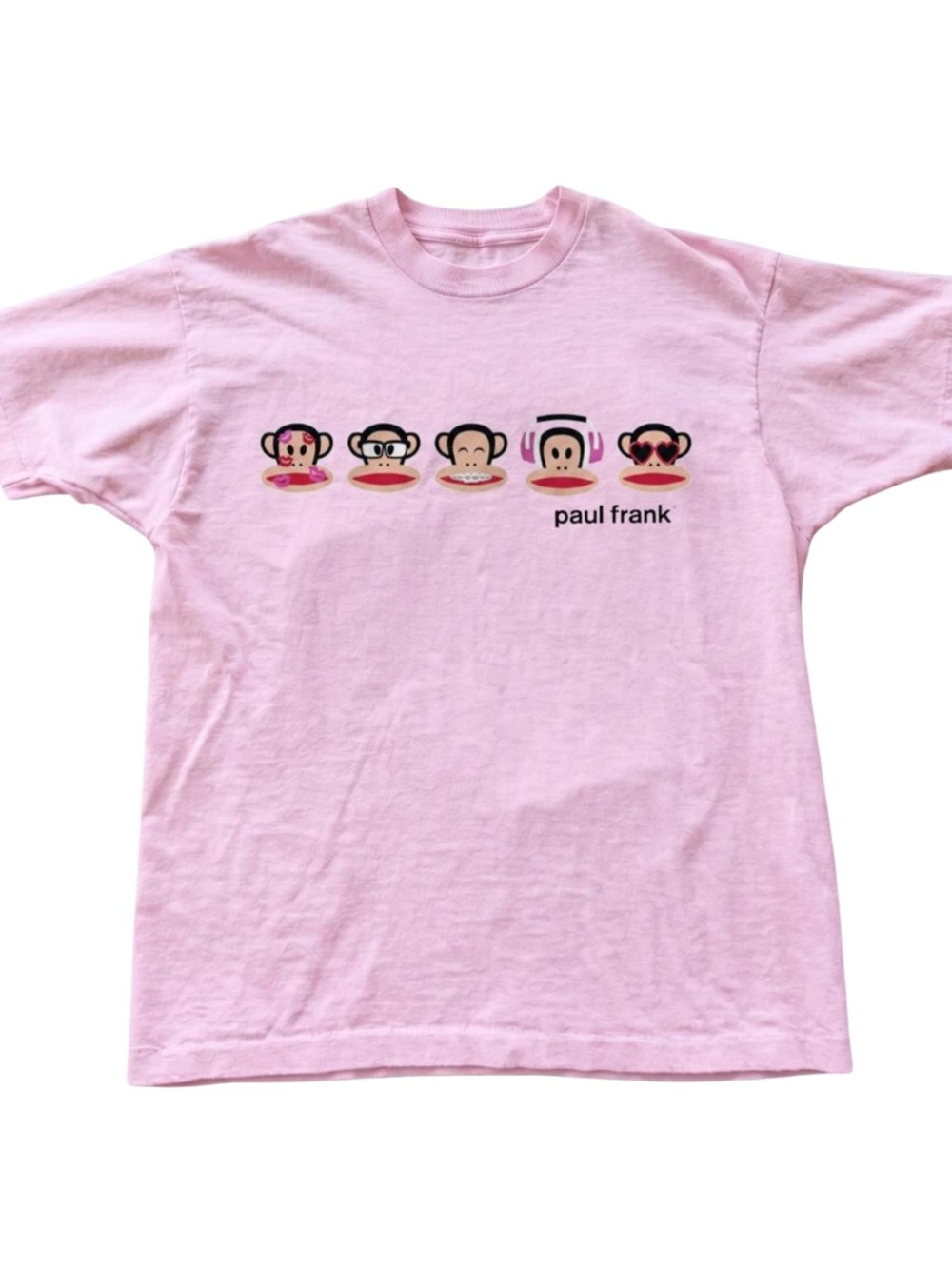 Gildan Light Pink Short Sleeve Tee with Playful Monkey Faces